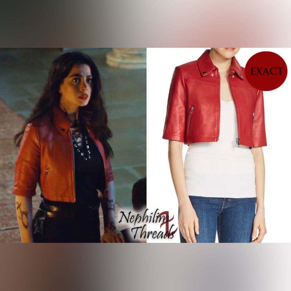 Maje red 100% leather jacket